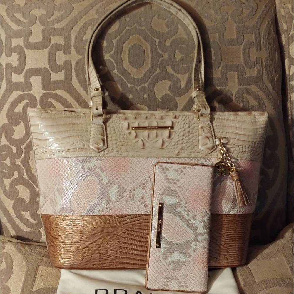 (LIKE NEW WOT) BRAHMIN ASHER PINK MADERA & WALLET